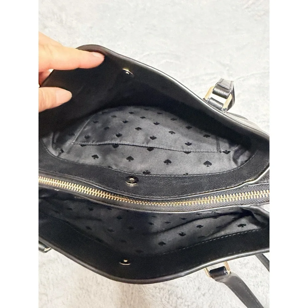 Kate Spade Monet Large Triple Compartment Tote Black Pebbled Leather